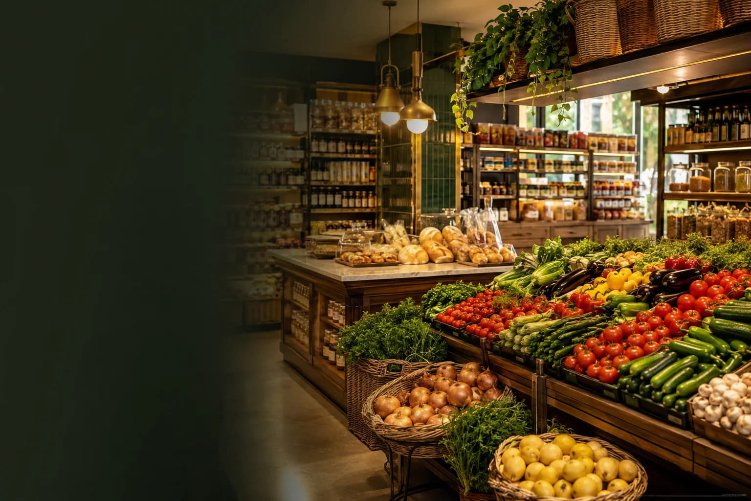 Taze sebze, meyve ve günlük ürünlerin bulunduğu sıcak Doğruöz Market mağazası